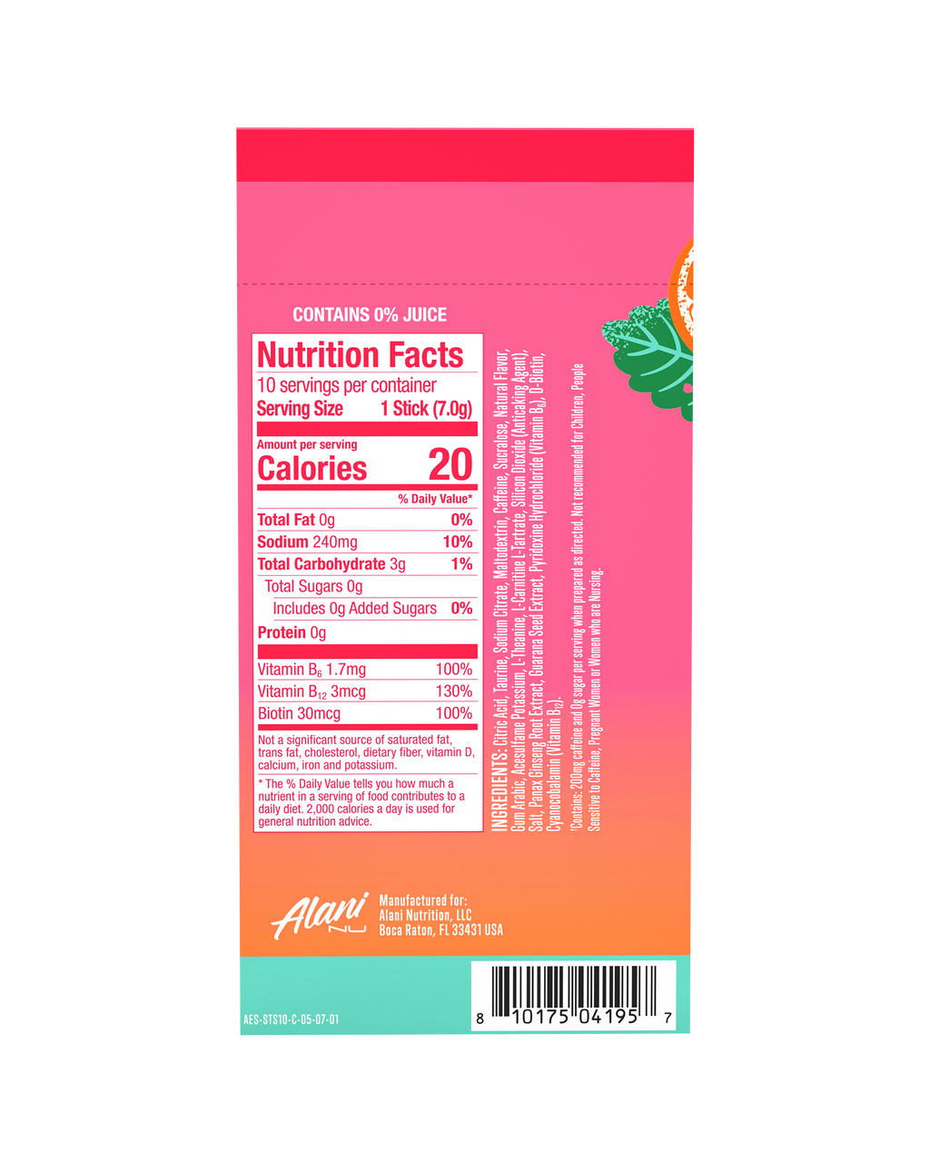Alani Nu Energy Sticks - Strawberry Sunrise O3 - image 3
