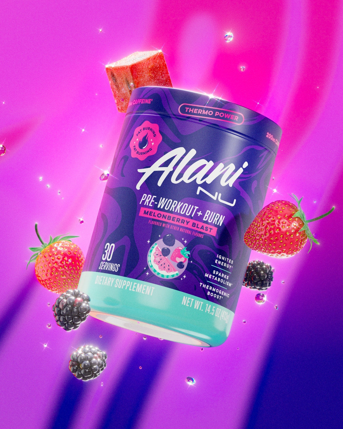 Alani Nu Pre-Workout+ Burn - Melonberry Blast Z1 - image 4