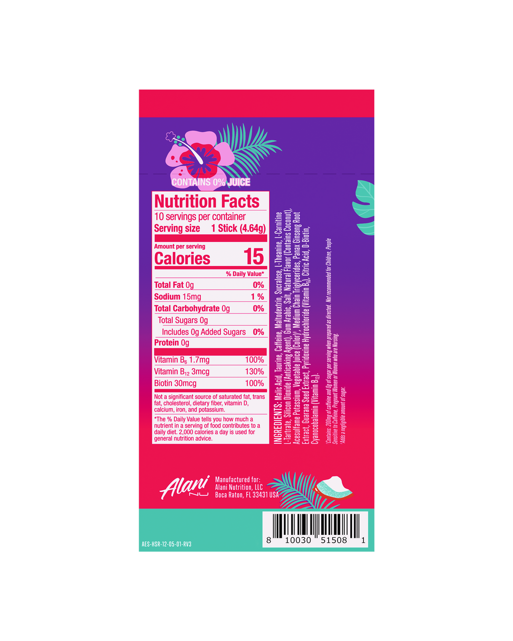 Alani Nu Energy Sticks - Hawaiian Shaved Ice Z9 - image 3
