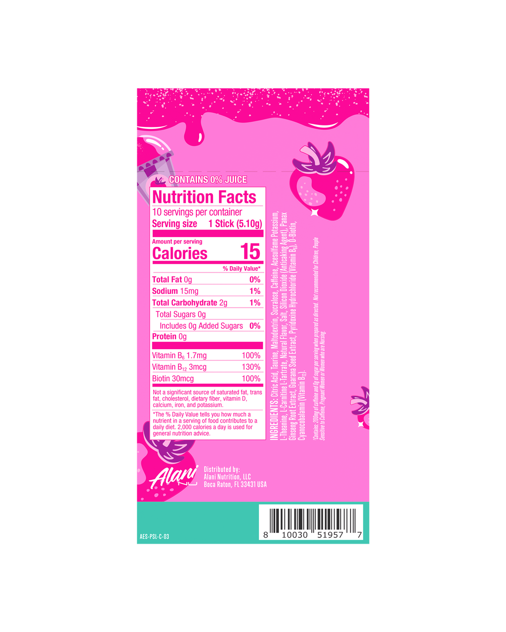 Alani Nu Energy Sticks - Pink Slush W0 - image 3